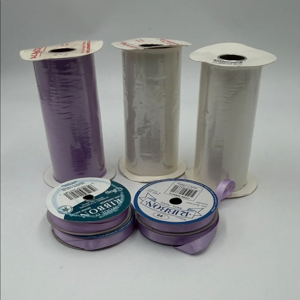 Purple and White Tule and Ribbon